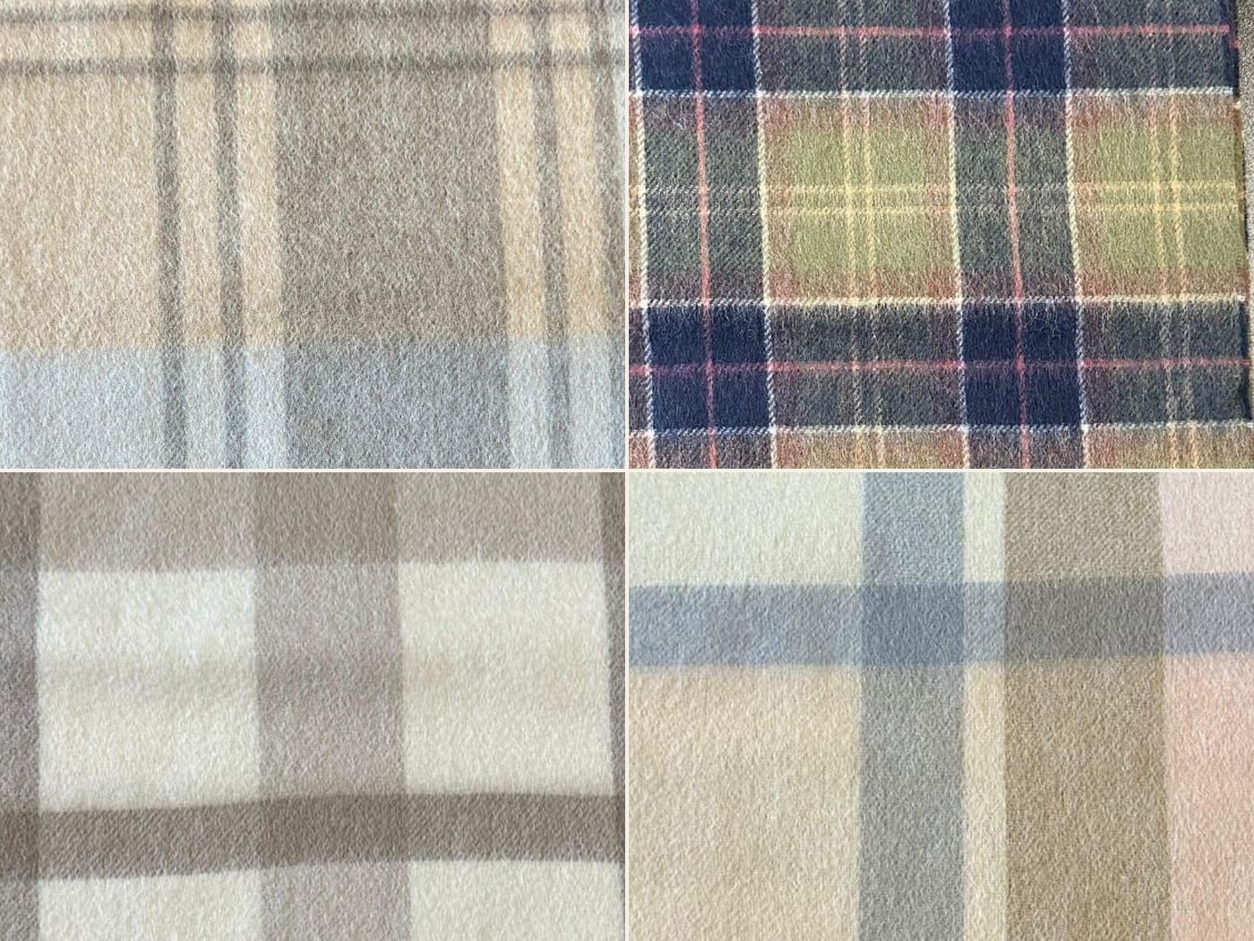 Four Casiraghi scarves in wool and cashmere, shown as woven swatches.